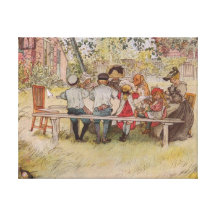 Breakfast Under the Big Birch Stretched Canvas Print
