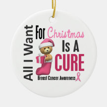 Breast Cancer All I Want For Christmas Ornaments