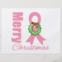 Breast Cancer Awareness Merry Christmas Ribbon Flyers