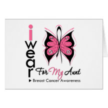 Breast Cancer Butterfly Ribbon For My Aunt Cards