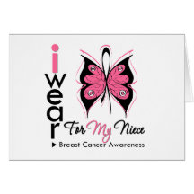 Breast Cancer Butterfly Ribbon For My Niece Greeting Cards