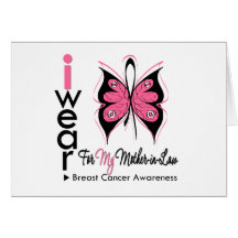 Breast Cancer Butterfly Ribbon Mother in Law Greeting Card