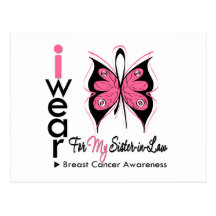 Breast Cancer Butterfly Ribbon My Sister in Law Postcards