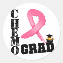 Breast Cancer Chemo Grad Round Sticker
