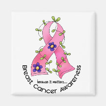 BREAST CANCER Flower Ribbon 1 Fridge Magnet