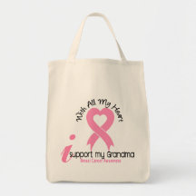 Breast Cancer I Support My Grandma Tote Bags