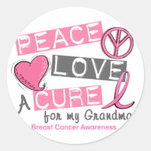 Breast Cancer PEACE, LOVE, A CURE 1 (Grandma) Stickers