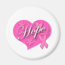 Breast Cancer Pink Ribbon HOPE Heart Fridge Magnets