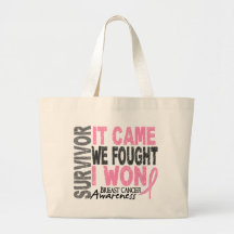 Breast Cancer Survivor It Came We Fought I Won Canvas Bags