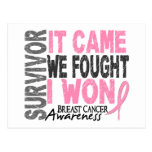 Breast Cancer Survivor It Came We Fought I Won Post Card