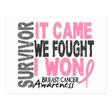 Breast Cancer Survivor It Came We Fought I Won Post Card