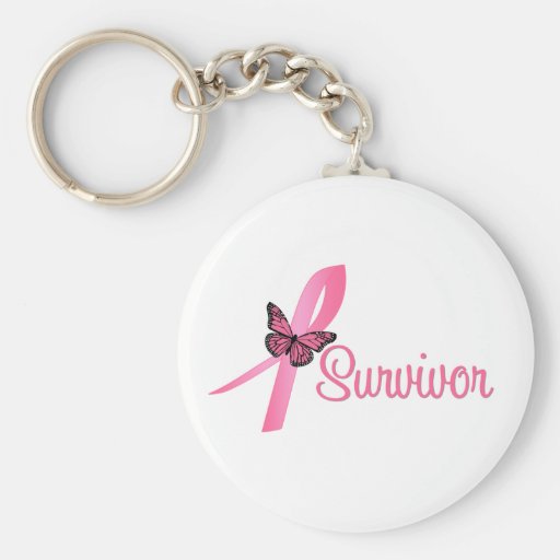 Breast Cancer Survivor Ribbon Keychain