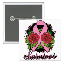 Breast Cancer Survivor Rose Tattoo Pin