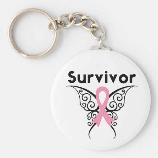 Breast Cancer Survivor Tribal Butterfly Keychains