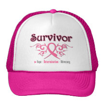 Breast Cancer Survivor Tribal Ribbon Mesh Hats