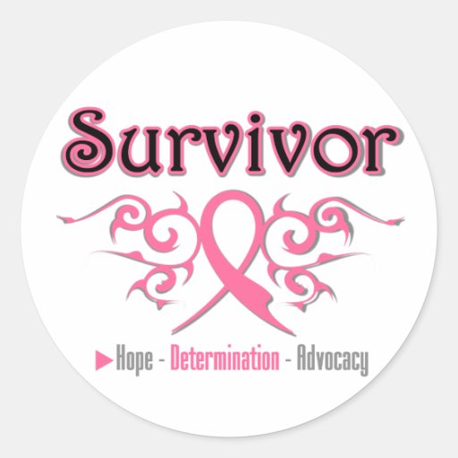 Breast Cancer Survivor Tribal Ribbon Sticker
