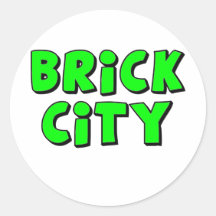 Brick City by Customise My Minifig Round Sticker