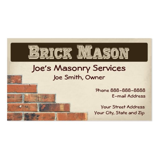 Brick Mason Masonry Business Card Zazzle