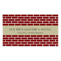 Brick Mason Tan/Fire Red Brick Business Card Template