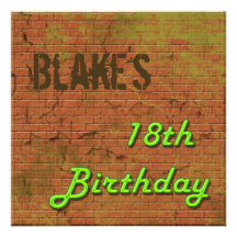 Brick Wall 18th Birthday Invitation