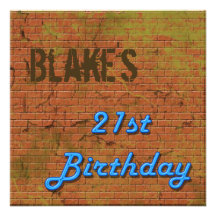 Brick Wall 21st Birthday Invitation
