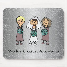 Bridal Party Attendants and Bride with flowers Mouse Pad