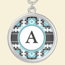 Bridal Party Gift - Monogram Pendant (aqua) necklaces