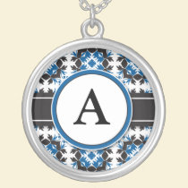 Bridal Party Gift - Monogram Pendant (blue) necklaces