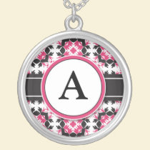 Bridal Party Gift - Monogram Pendant (fuchsia) necklaces