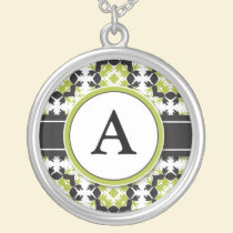 Bridal Party Gift - Monogram Pendant (lime) necklaces