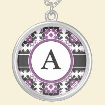 Bridal Party Gift - Monogram Pendant (purple) necklaces