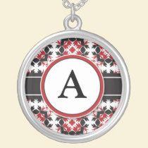 Bridal Party Gift - Monogram Pendant (red) necklaces