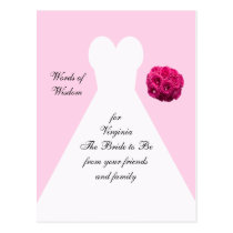 Bridal Shower Advice Post Cards - Bridal Gown postcards