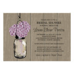 Bridal Shower Barn Wood Mason Jar Hydrangeas Custom Announcements