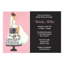 Bridal Shower Invitation Damask Cake