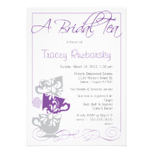 Bridal Shower Invitation - Tea  |  Purple and Grey