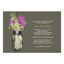 Bridal Shower Mason Jar and Wildflowers Personalised Invitations