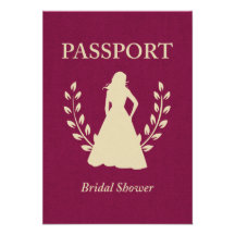 Bridal Shower Passport Custom Invitations