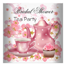 Bridal Shower Pink floral Tea Cupcake Party Personalized Invitations