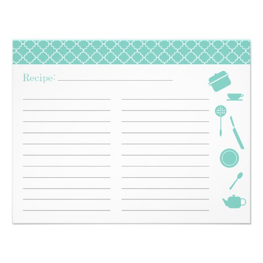Bridal Shower Recipe Card - Blue Custom Invites