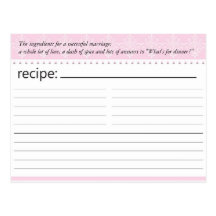 Bridal Shower Recipe Card Post Card