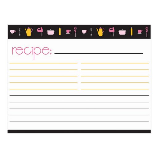 Bridal Shower Recipe Card Post Cards