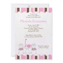 Bridal Shower Tea Party Pink Stripe 5x7 Custom Invites