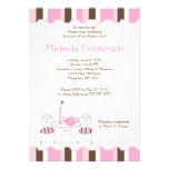 Bridal Shower Tea Party Pink Stripe 5x7 Custom Invites