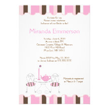 Bridal Shower Tea Party Pink Stripe 5x7 Custom Invites