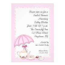 Bridal Shower Tea Pink Personalised Invites