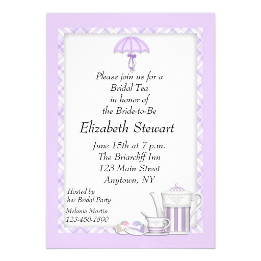 Bridal Shower Tea Purple Personalized Invitations