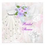 Bridal Shower White Veil Lilac Flower Announcements