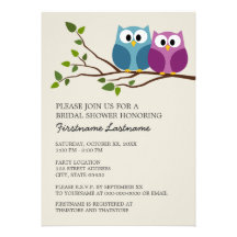 Bridal Shower with Owl Couple on Branch Custom Invitation