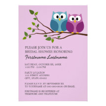 Bridal Shower with Owl Couple on Branch Invitations